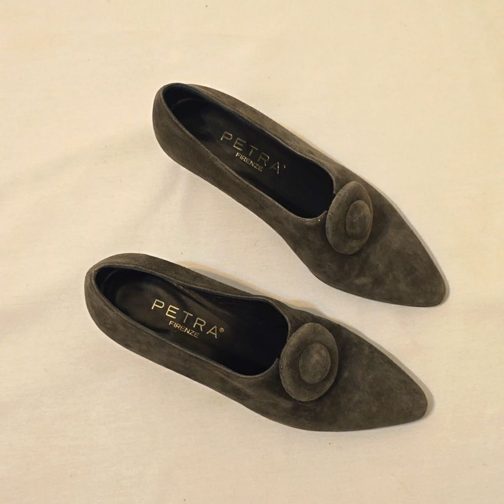 Vintage Petra Firenze Gray Suede Heels size‎ 5.5